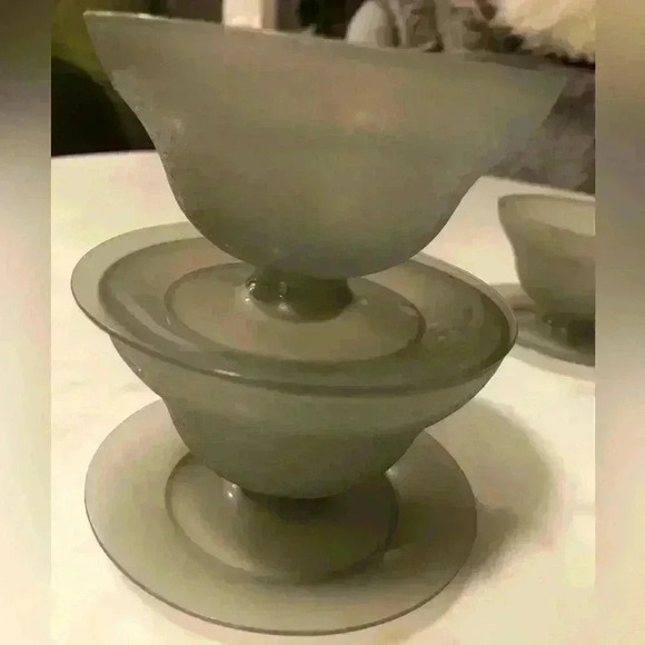 Set of 4 vintage Tupperware pudding dessert cups with base in opaque gray 754-11 - Picture 2 of 7